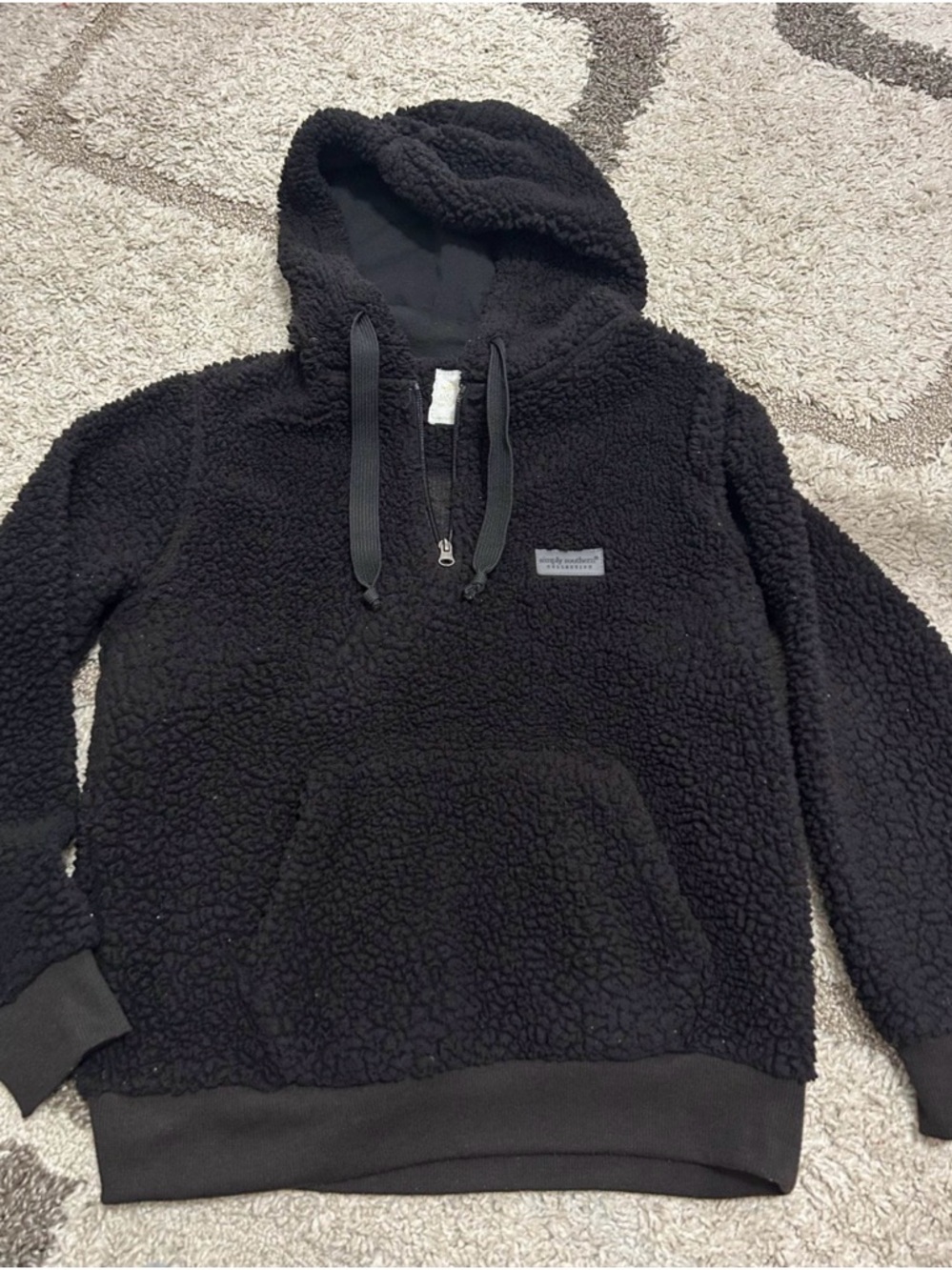 Simply Southern Black Sherpa Quarter-Zip Hoodie